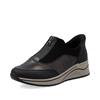 Rieker Front Zip Wedge Shoe - Black Bronze Combi